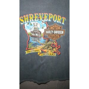 Harley Davidson Shreveport Louisiana Double-sided‎ 1999 sz L shirt - boat, gator